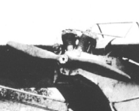 Closeup of Epps 1924 with V-twin motorcycle engine.